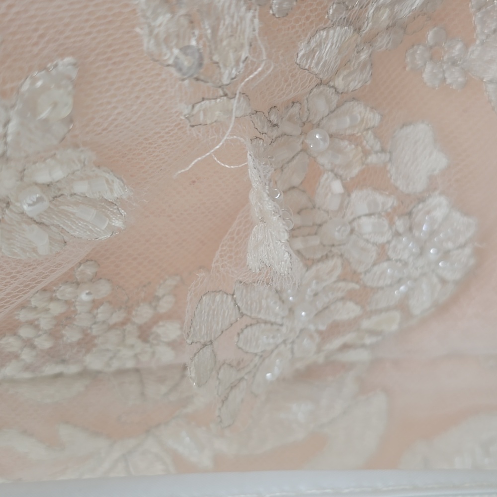 Marchesa Essence Blush Elegant Lace Wedding Gown - Picture 11 of 17